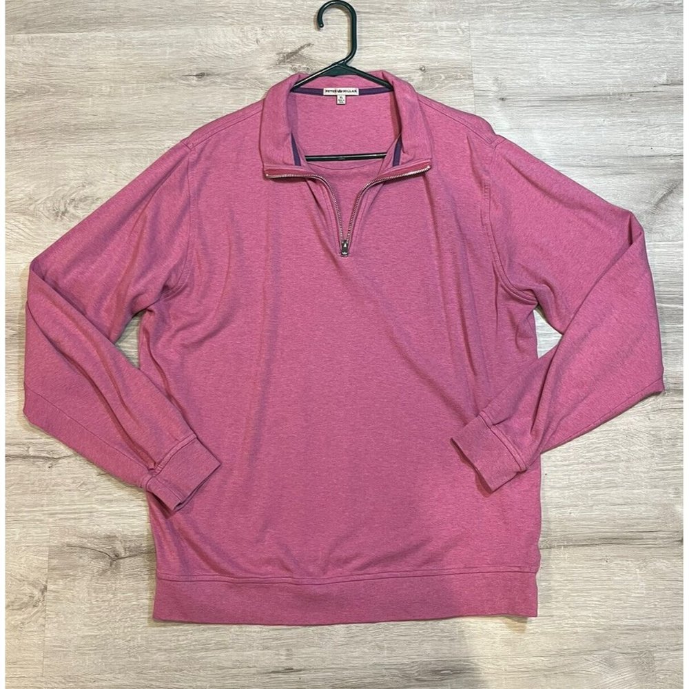 Peter Millar Mens Crown Magenta 1/4 Zip Pullover Sweater Golf Long Sleeve XL